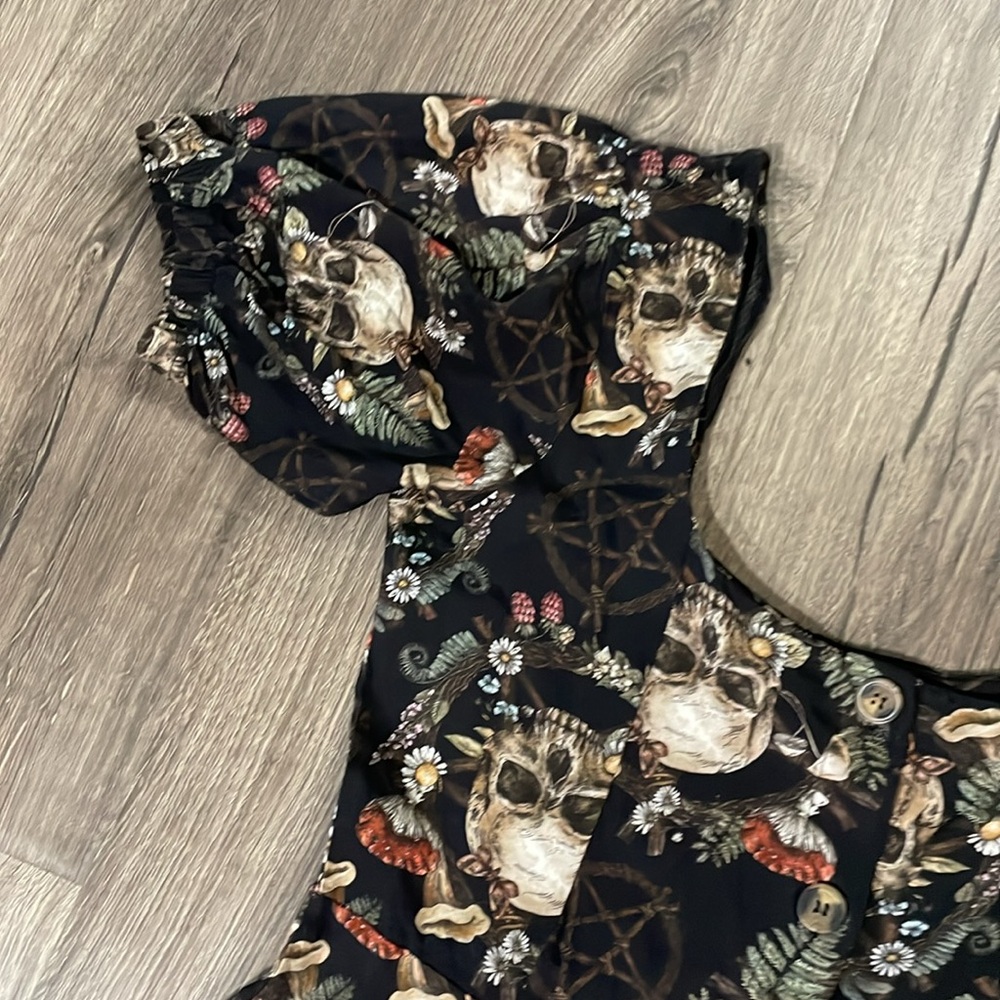 Disturbia Black Skull & Occult Print Mini Dress - Picture 3 of 5